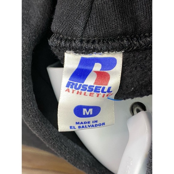 East Carolina Pirates Hoodie Men Medium Black Purple Sweatshirt Sweater Russell - Picture 5 of 11